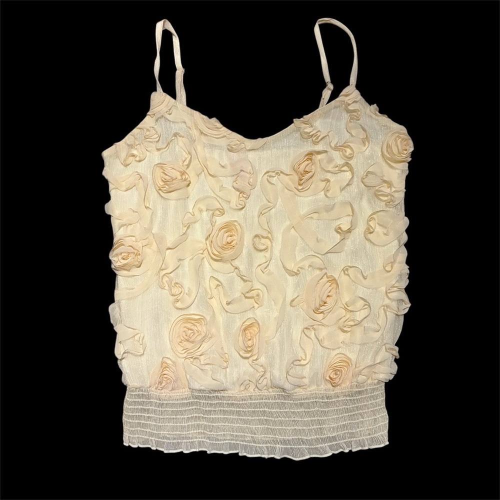 Heart Soul cream rose-embellished tank top Size XL